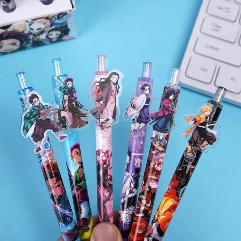 6 ชิ้น/แพ็ค Demon Slayer อะนิเมะเจลปากกาคอลเลกชัน Tanjiro Kamado Nezuko Kamado Zenitsu Agatsuma Inos