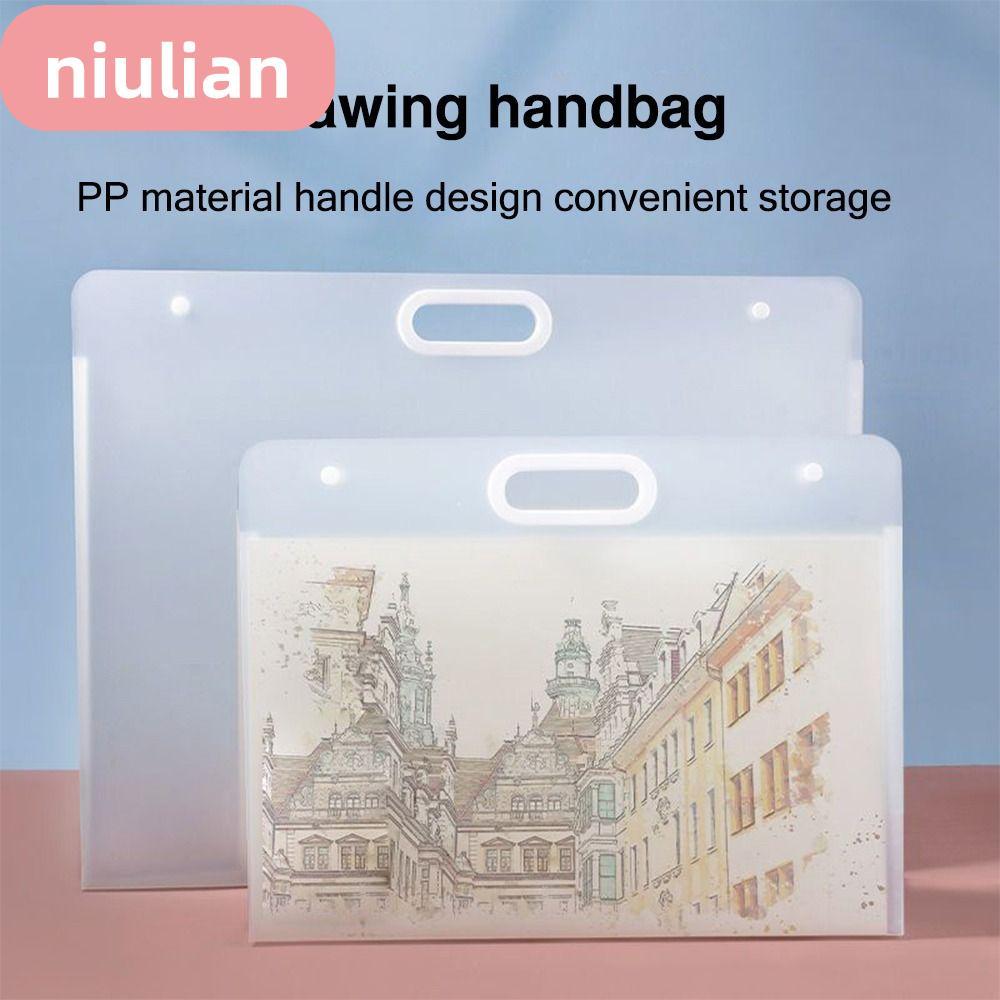 โฟลเดอร์ไฟล์ NIULIAN กันน้ํา 4K/8K/16K จิตรกรรมถุงเก็บกระดาษ, ง่ายแบบพกพา A2/A3/A4 4K/8K/16K กระดาษ 