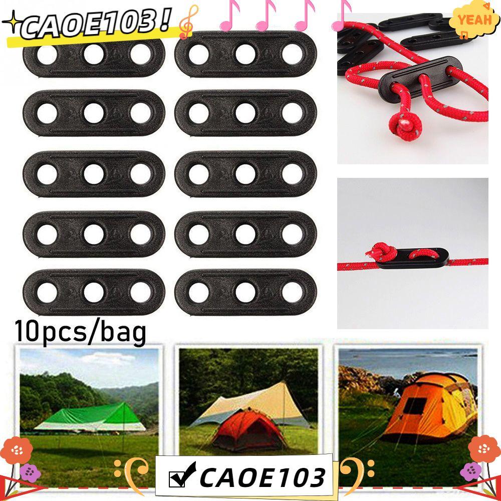 CAOE 10 ชิ้น เชือกลมสำหรับเข็มขัดสีดำ ใช้งานได้กับเต็นท์ Wigwam พร้อมตะขอกระชับและกันฝน