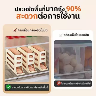 ชั้นวางไข่ 4 ชั้น แบบเลื่อนเองอัตโนมัติ จุได้30ฟอง กล่องเก็บไข่ เข้าตู้เย็นได้ กล่องเก็บไข่ในตู้เย็น