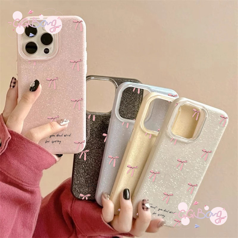 เคส กลิตเตอร์ ลายโบว์ สำหรับ Samsung S23 A06 A12 A04 A17 A07 A26 A55 A05 A23 S25 S24 Ultra A15 A14 A02S A03 A03S A13 A16