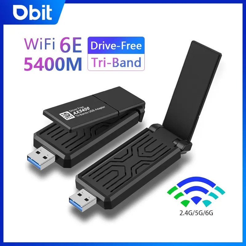 DBIT Wi-fi อะแดปเตอร์ AX5400 การ์ดเครือข่าย USB Wifi 6e Tri-Band Dongle สําหรับเดสก์ท็อปพีซีแล็ปท็อป