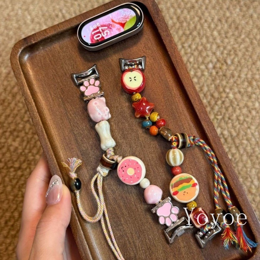 ลูกปัดเซรามิกทอผ้าสร้อยข้อมือสําหรับ เสี่ยวหมี่ วงดนตรี 10 8 9 7 6 5 4 3 สายสําหรับ ไมล์ วงดนตรี 10 9 มือโปร สายรัดข้อมืออุป