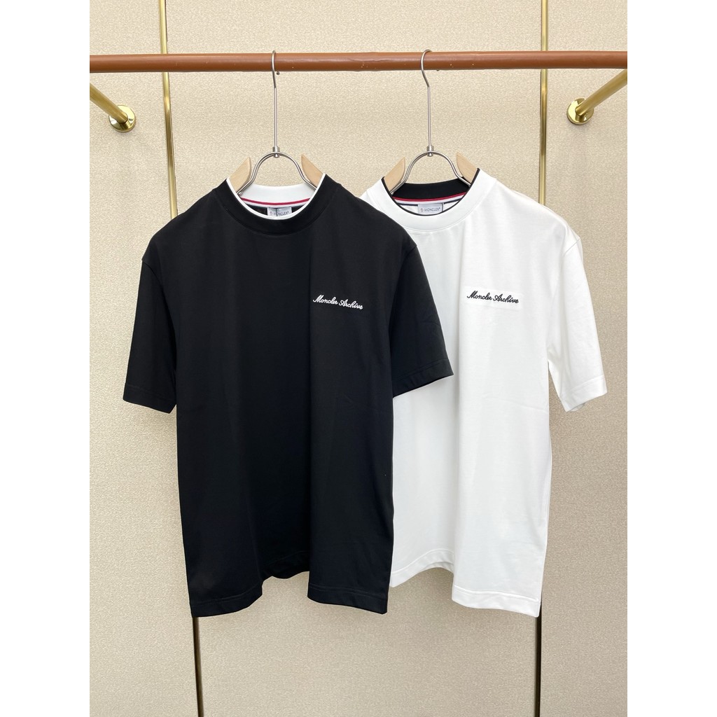 Moncler/Moncler 2026 คลาสสิกรอบคอแขนสั้นเสื้อยืดผู้ชายผู้หญิงสไตล์ฤดูร้อน Street สไตล์ลําลองสไตล์ญี่