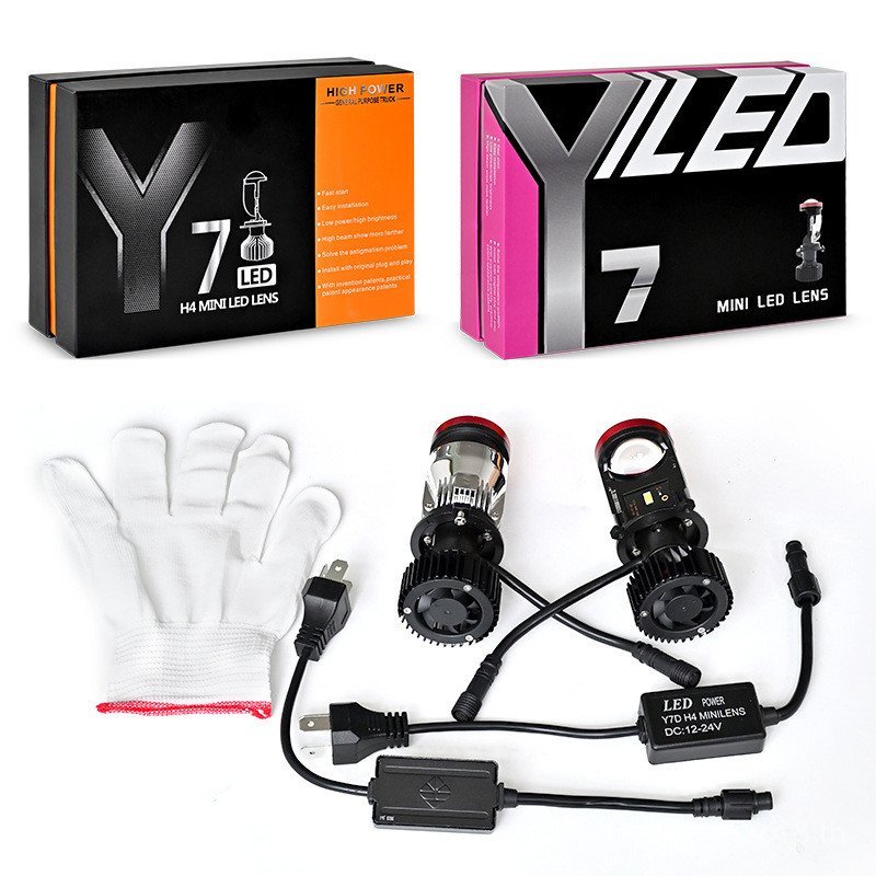 ไฟหน้ารถ LED H4 เลนส์ Y7D Y8 Y6D ไฟหน้า LED 12-24V ไฟหน้ารถจักรยานยนต์เลนส์แสงคู่