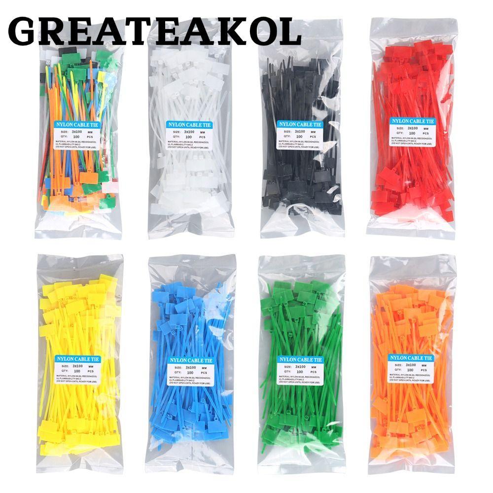 GREATESKOL 100pcs Cable Ties Easy Mark Tag Labels Markers Self-locking Zip Ties Nylon Ties