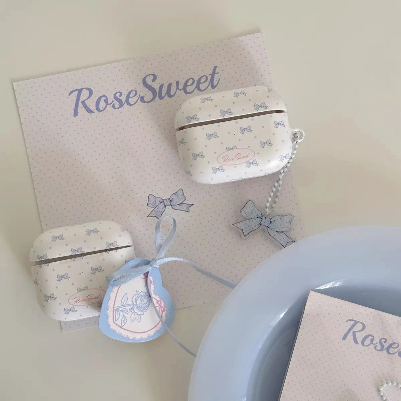Blue Bow AirPods 1/2/3/4 เคสหูฟัง Bluetooth AirPods Pro3 หูฟังฝาครอบป้องกัน