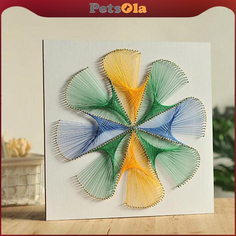 [PETSOLA] ภาพวาดเส้นด้าย 3D Pin String Art DIY Nail String Art Kit ดอกไม้เรขาคณิตไขลาน