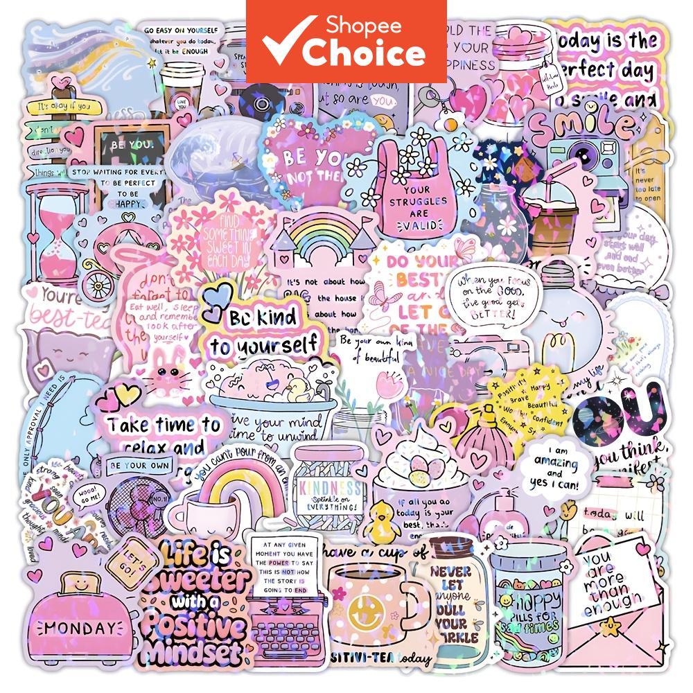 แรงบันดาลใจ 52 ชิ้นสติกเกอร์คําคม 4 ชุด Healing ภาษาอังกฤษ Phase Heart Star แล็ปท็อปขวดน้ํา Planner DIY Decals ความงามสติกเกอร์