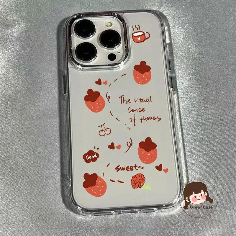 น่ารักสตรอเบอร์รี่กาแฟเคสโทรศัพท์สําหรับOPPO A18 A17 A17K A16 A16K A16E A15 A15S A12 A12E A11S A11K 