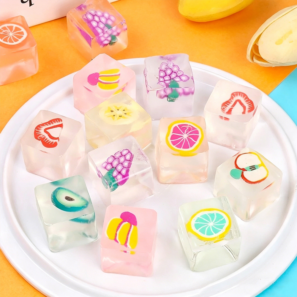 ผลไม้ Ice Cube Squishy ของเล่นนุ่มความเครียดบรรเทาบีบของเล่นเด็กความวิตกกังวลบรรเทาของขวัญ