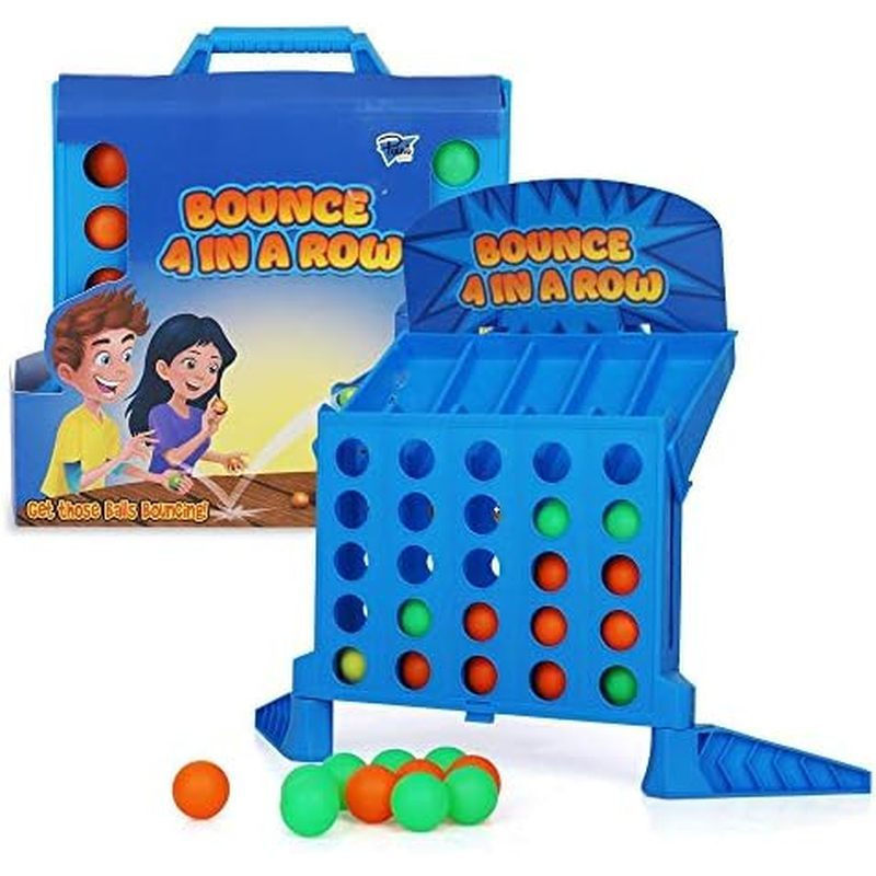 Point Games Bounce 4 in a Row - Travel Friendly Storage Case- เกมกระดานคลาสสิก w Twist - Line Up 4 เ