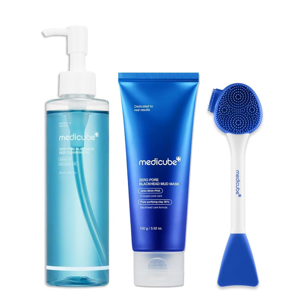 Medicube 3-Step Zero Pore Care Trio: Zero Pore Blackhead Cleansing Oil, Zero Pore Mud Mask, และ Mult