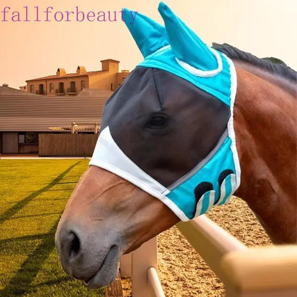 FALLFORBEAUTY Horse Fly Mask, ปรับฝาครอบหน้าม้าสบาย, Horse Care Breathable Mesh Professional Anti-Fl