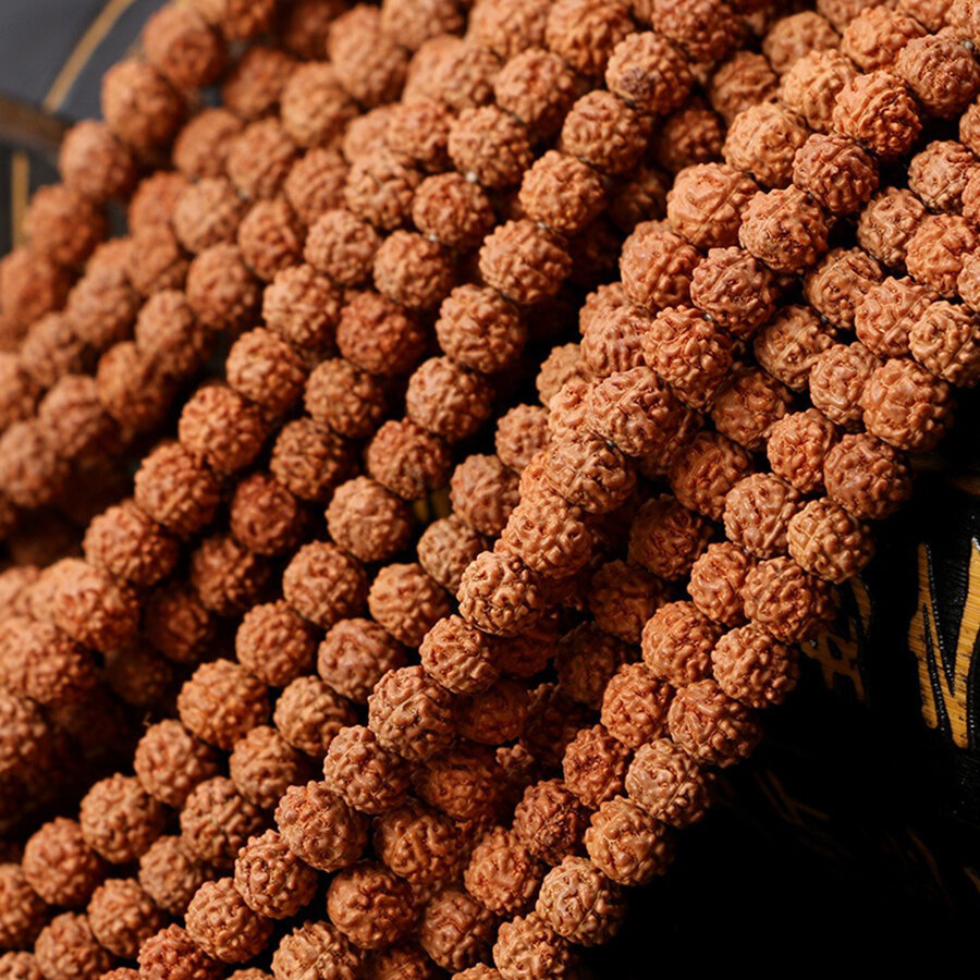 5/7/9มม. ใหม่ธรรมชาติญี่ปุ่น Rudraksha Mala 108 ลูกปัดสําหรับพุทธสมาธิสมาธิสมาธิสร้อยข้อมือเครื่องปร