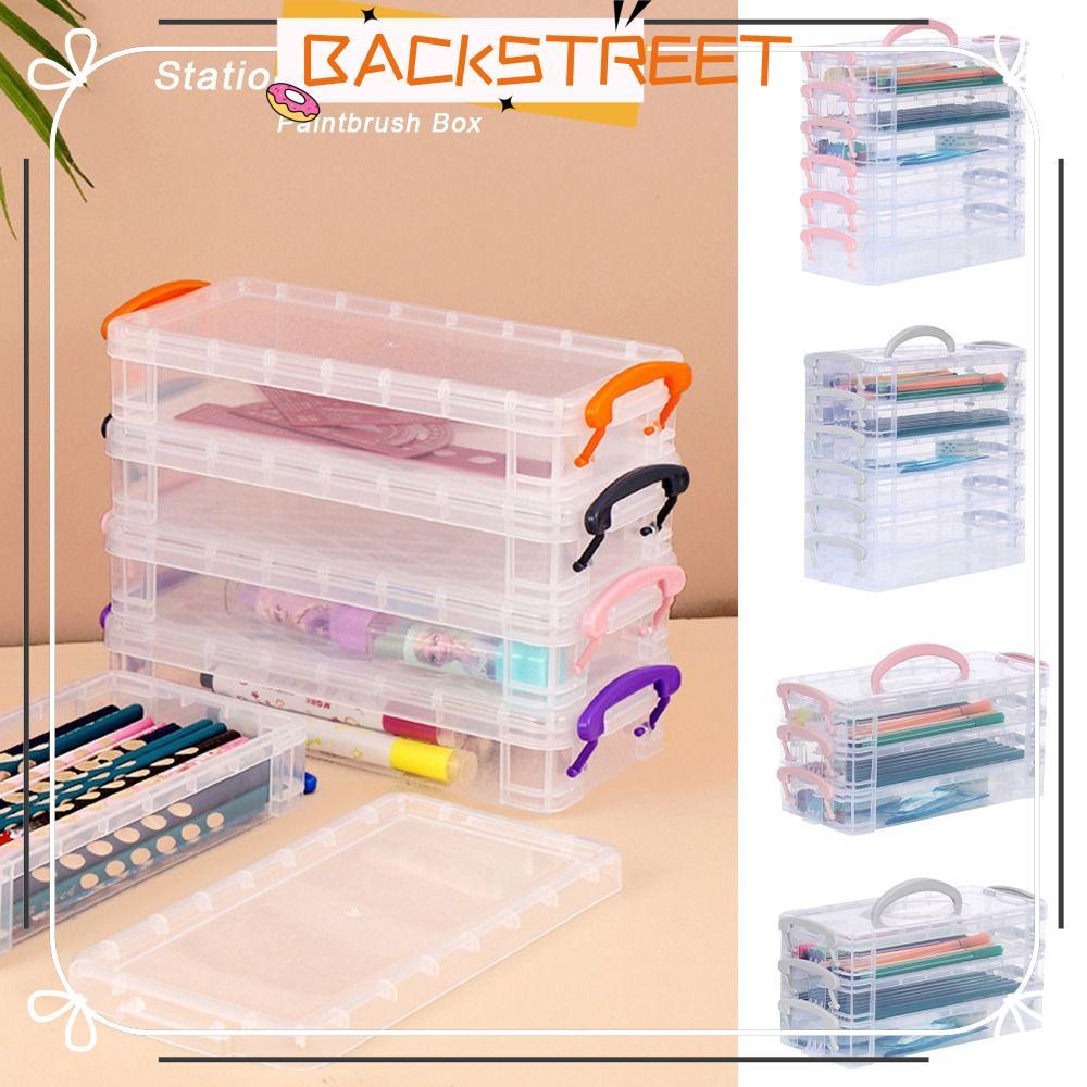 BACKSTAGE กล่องดินสอ, กล่องเก็บปากกาสีน้ํา 3/6 ชั้น, สีการ์ตูน Multi-function กล่องพลาสติกที่ถอดออกได้นักเรียน