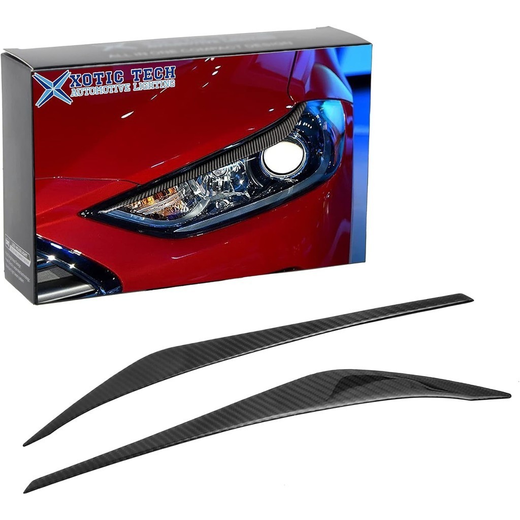 Xotic Tech ไฟหน้าฝาครอบเปลือกตา Trim คาร์บอนไฟเบอร์แท้ใช้งานร่วมกับ Hyundai Elantra 2017 2018