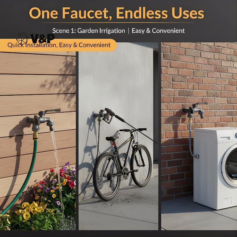 [V&PT] ก๊อกน้ําโลหะผสมสังกะสีสวน Dual Outlet 2 ทางกลางแจ้ง Freeze Proof Tap Anti Frost สําหรับ Home 