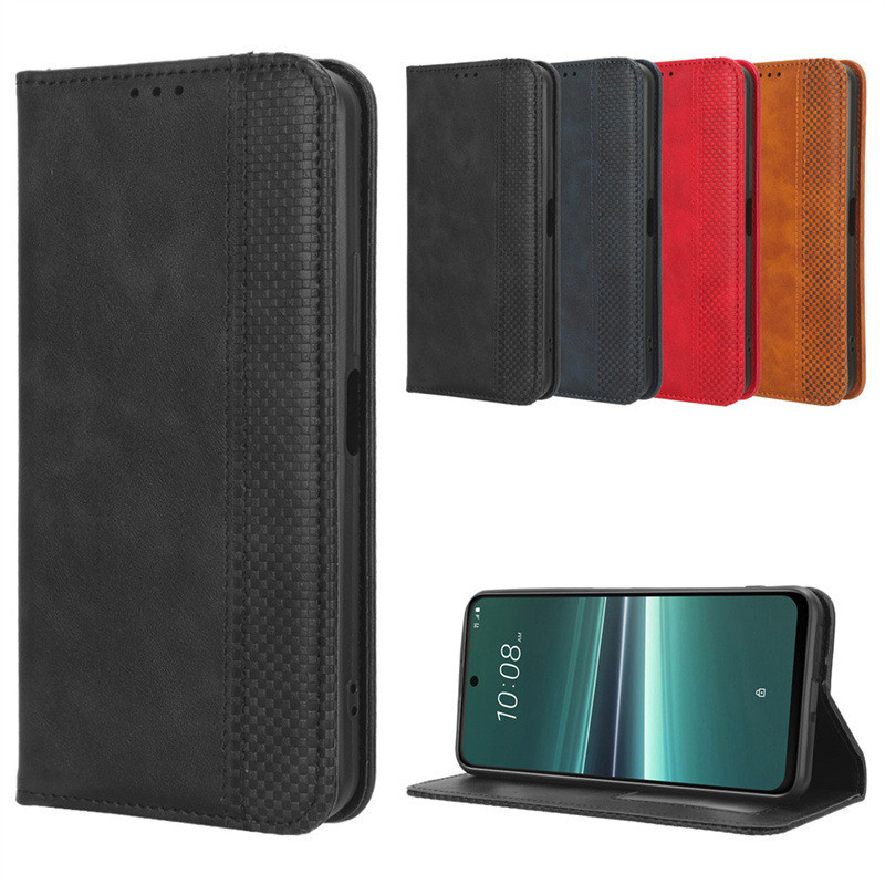 เหมาะสําหรับ HTC U23 Pro 5G เคสโทรศัพท์การ์ด HTC U23 Pro โทรศัพท์ซองหนัง Magnetic Flip Retro