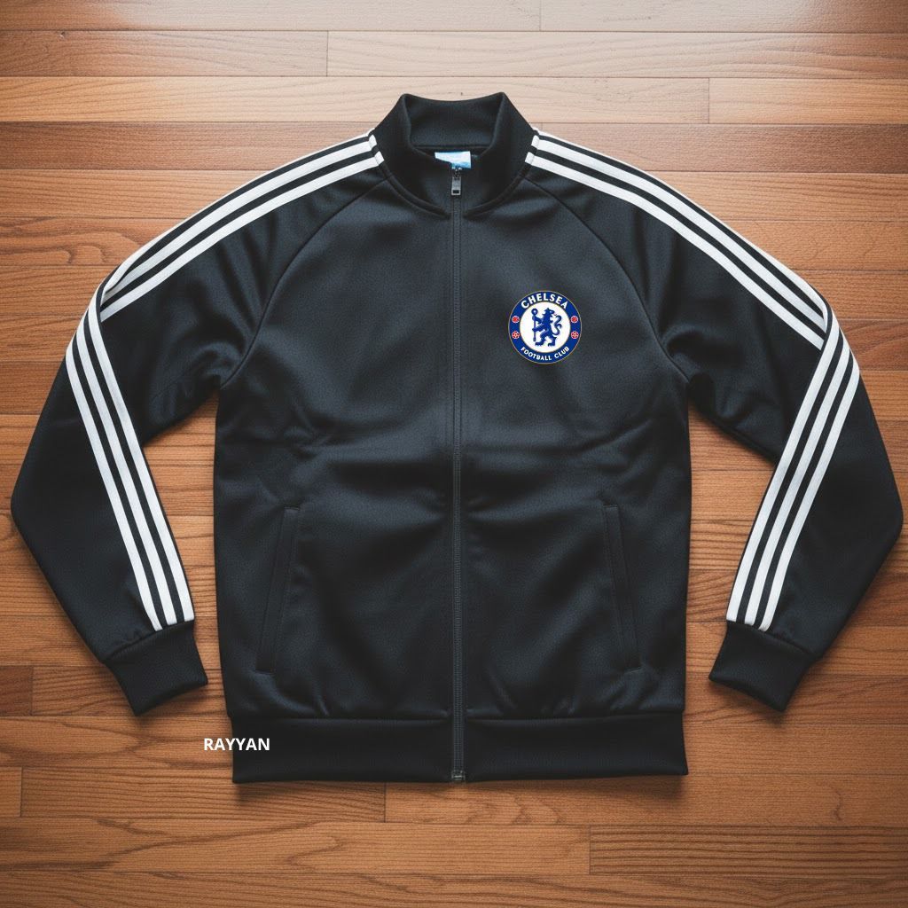Chelsea Tracktop Jacket Football Club England League Outdoor Sports Jacket with 3 Hand List Motif Si