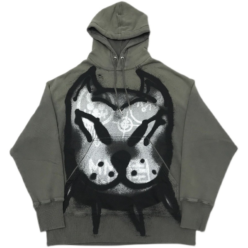 ERTY สไตล์ใหม่ chito Co-Branded การ์ตูนสุนัขหัวลูกสุนัข Graffiti พิมพ์ Hooded Sweatshirt Hoodie อินเ