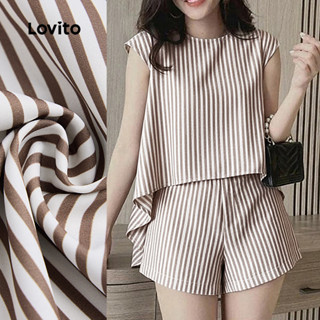 Lovito ชุดกางเกงขาสั้นลำลองสำหรับผู้หญิง เหมาะสำหรับใส่ทำงาน…