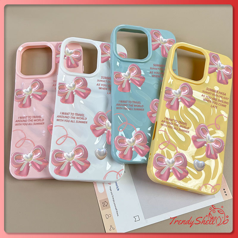 สต๊อกไทย เคสโทรศัพท์17 ลายโบว์ชมพูสีเงิน เคสนิ่มลายอุกกาบาต สำหรับ IPhone17 13 11PRO 12 14PLUS 15 16ProMAX X XR XSMAX