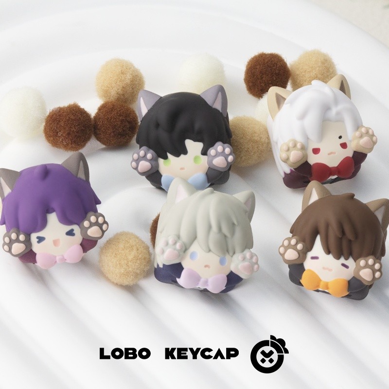 Love and Deepspace Cute Cat Theme Mechanical Keyboard Keycaps – Xavier/Zyne/Rafayel/Sylus/Caleb Character Collectible Accessory 3CV5 ราคา ถูกที่สุด ดีลบีเคเค แกลเลอรีภาพที่ 2