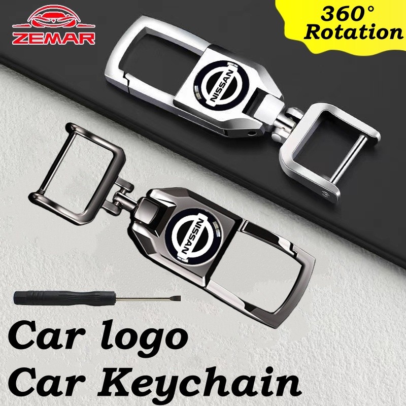 Nissan สากล พวงกุญแจโลหะรถยนต์ โซ่กุญแจรถจักรยานยนต์ ผู้ถือกุญแจ พวงกุญแจรถยนต์ 360 ° หมุนเครื่องถือ
