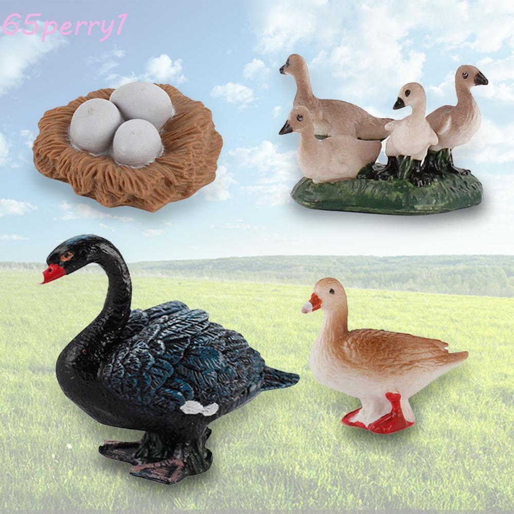 PERRY1 Life CYCLE ตัวเลขเด็กจําลอง Swan รุ่น Hen สัตว์ปีก Growth CYCLE Miniature รอบเป็ด Figurine