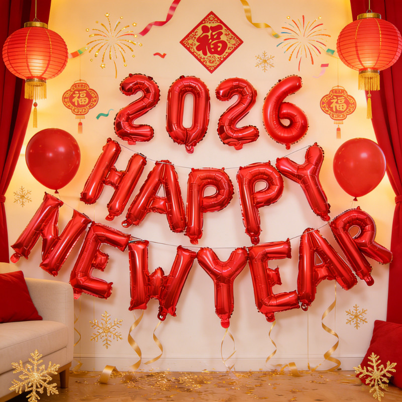 ลูกโป่งคริสต์มาส ลูกโป่งปีใหม่ 2026 ลูกโป่ง ตกแต่งปาร์ตี้ธีมวันเกิดปีใหม่ การจัดงานเลี้ยง ลูกโป่งฟิล์มอลูมิเนียม 16 นิ้ว