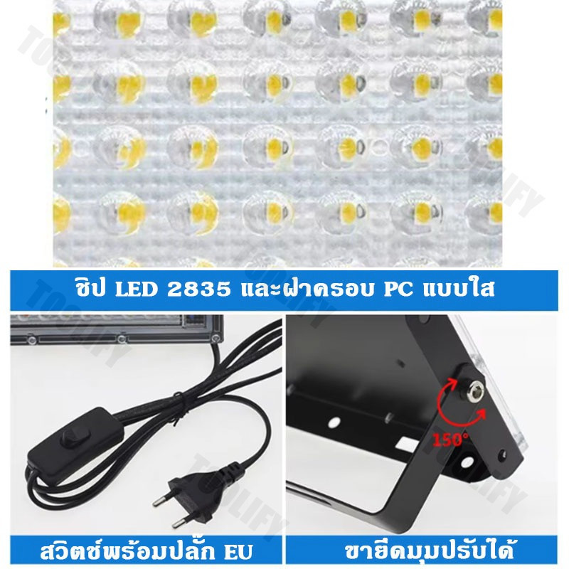 🚚จัดส่งตอนนี้🚚 ไฟฟลัดไลท์ LED กันน้ำ IP66 ไฟส่องสว่างภายนอกอาคาร 50W/100W สายไฟมาตรฐานยุโรป 1.8 เมตร - รูปที่ 3