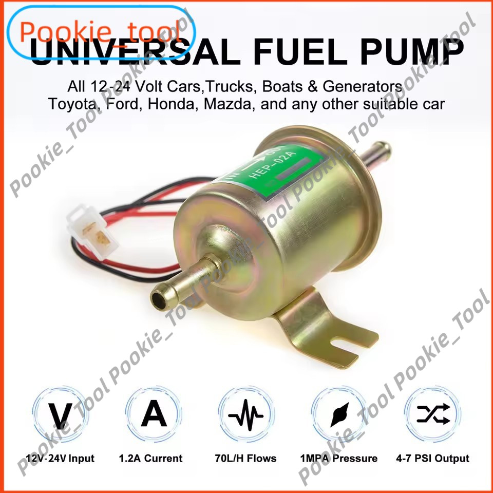 💥พร้อมส่ง💥ปั๊มเชื้อเพลิงไฟฟ้า 12V HEP-02A ปั๊มติ๊กน้ำมันแรงดันต่ำ  สำหรับรถยนต์และมอเตอร์ไซค์ คาร์บูเรเตอร์
