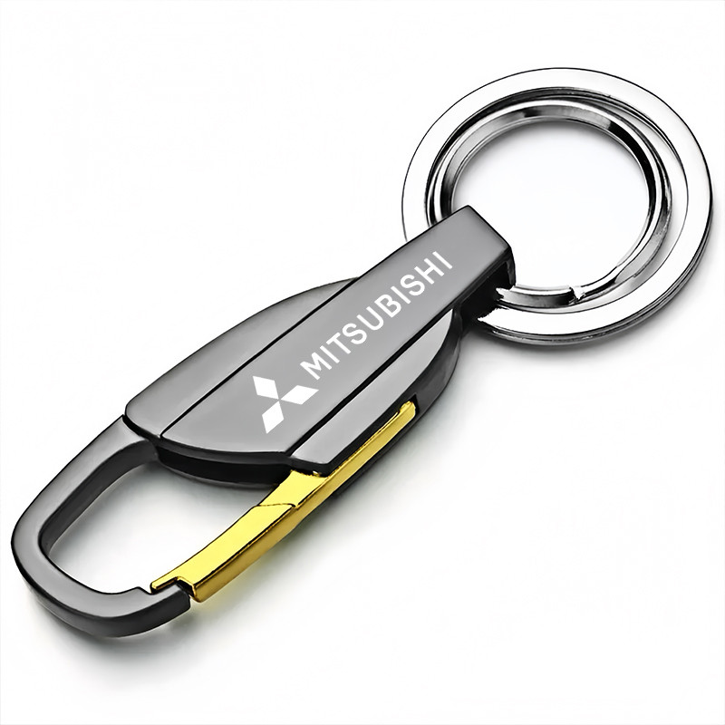 พวงกุญแจรถพวงกุญแจแหวนเลเซอร์ที่กําหนดเองสัญลักษณ์ของขวัญสําหรับ Mitsubishi Outlander ASX Lancer Tri