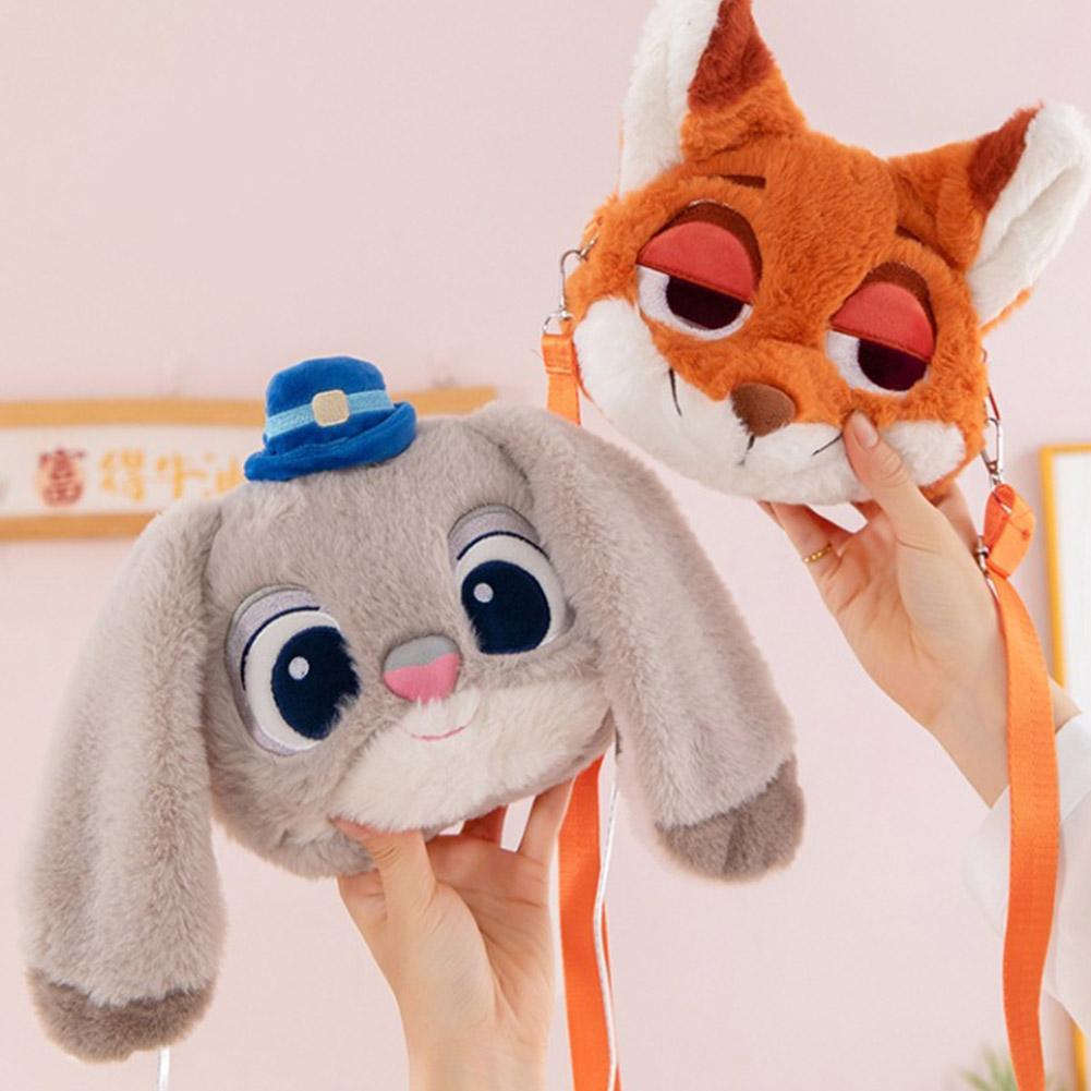 กระเป๋าโท้ตเปิดประทุน 2-in-1, ชุดพวงกุญแจตุ๊กตา Zootopia Judy & Canvas Bag, Anime Merch I9s9