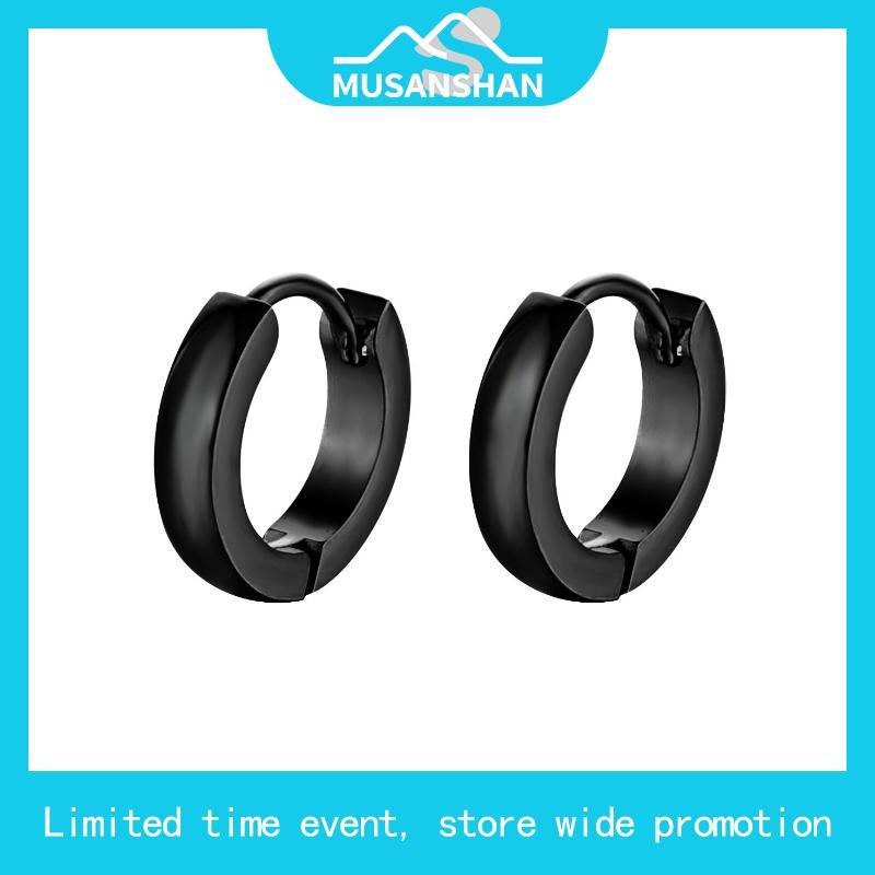 NooYoo ต่างหูสำหรับผิวแพ้ง่าย Hoop Plain Surgical Steel รุ่นห่วงใหญ่ (สีเงิน/สีทอง)