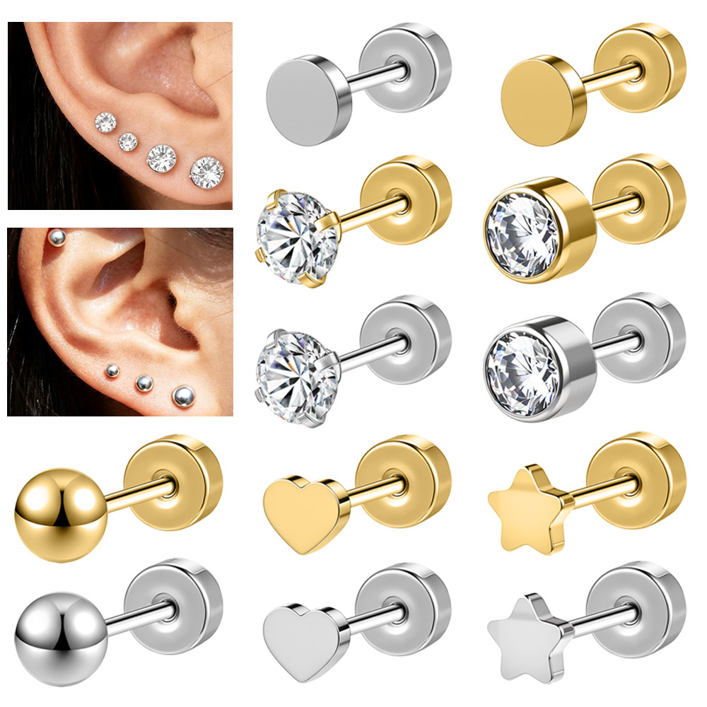 ต่างหู Bodyace G23 วัสดุไทเทเนียมและคริสตัล สไตล์ต่างหูLOBE