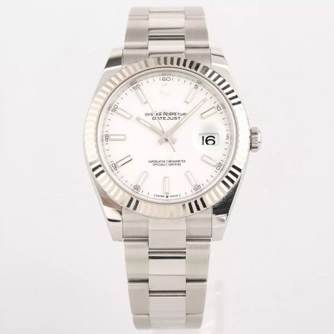 RZ1 Mens Automatic Mechanical Steel Band Watch หน้าปัดสีขาว Stripe Scalendar Window Business Daily E
