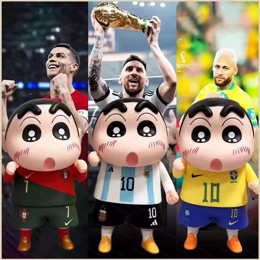 SC Crayon Shin-chan คอสเพลย์ Lionel Messi Neymar CR7 Action Figure ตุ๊กตาของเล่นสําหรับของขวัญเด็กเค