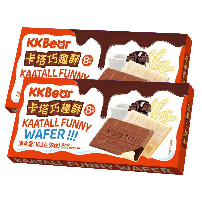 超友味kkbear 卡 ของเล่น夹 heart威化干网红棉棉棉服装 休闲包 茶 Super Friend Flavour Kkbear Kata Qiao Fun Crisp Clip w6f1