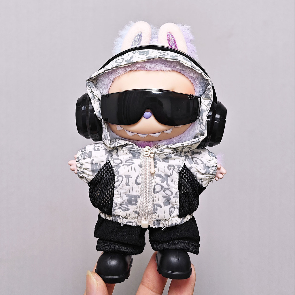 15 ซม.17 ซม.Labubu เสื้อผ้า Hooded letter hoodie ชุดสําหรับ labubu V1 V2 V3