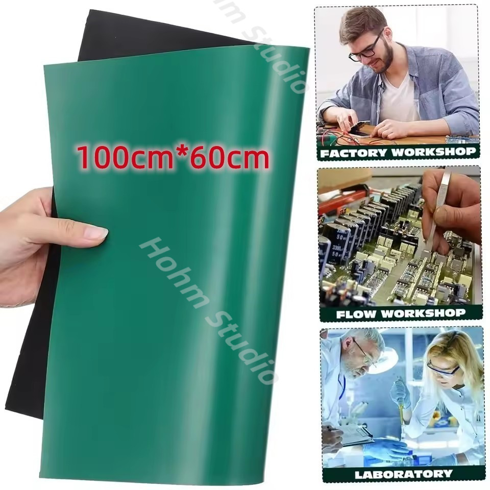 พร้อมส่ง แผ่นยางปูโต๊ะ แผ่นยางป้องกันไฟฟ้าสถิตย์60cm*100cm  ESD Green mat Antistatic แผ่นยางปูโต๊ะรองกันไฟฟ้าสถิต ทนทาน