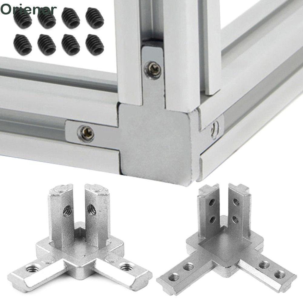ORIENOR Bracket Connector 2020 3030 4040 Series Slot Silver Aluminium Extrusion Profile 3-Way