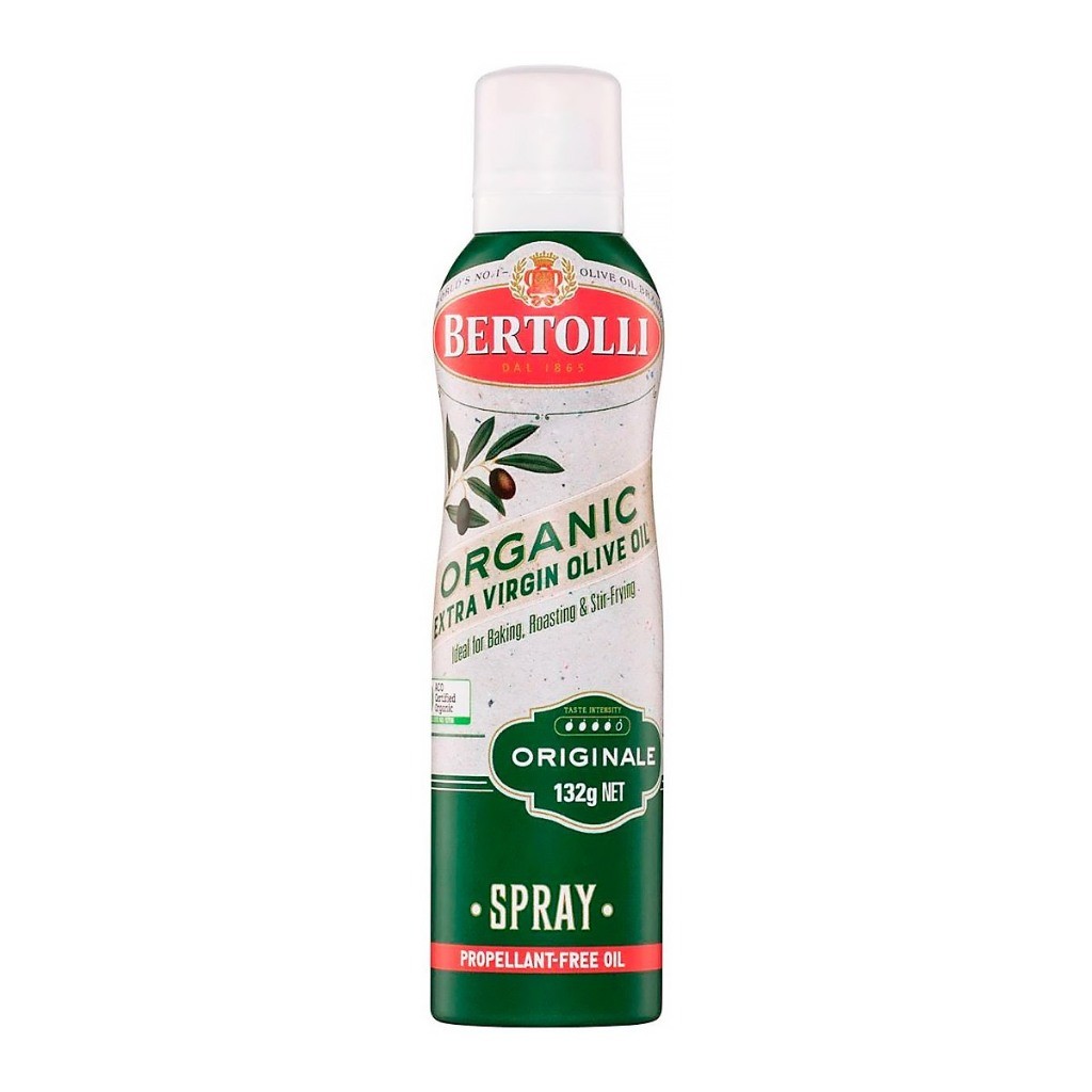 ❤️ปลอมคืนเงิน❤️Bertolli Organic Extra Virgin Olive Oil Spray สเปรย์ น้ำมันมะกอก ออร์แกนิค 132g.