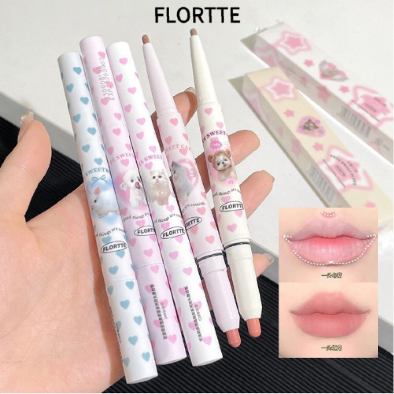 FLORTTE Double-Ended Lip Liner To Outline Lips Matte Lipstick Shadow Contouring Pen