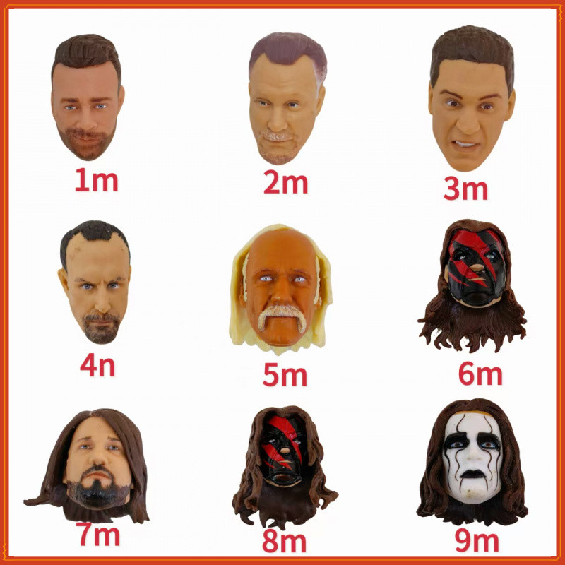 WWE รูปนักมวยปล้ําตุ๊กตาเปลี่ยนหัวแกะสลักอุปกรณ์เสริม Sting Kane แกะสลักหัว