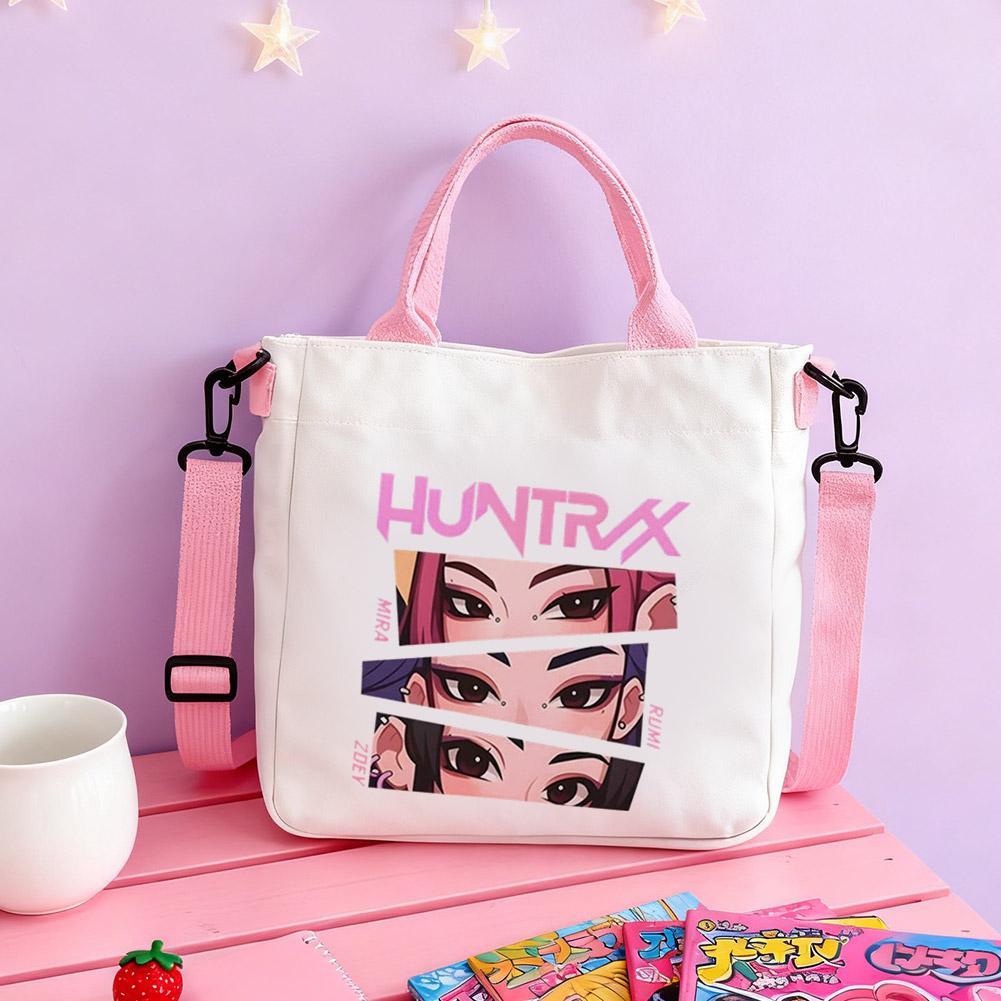 23*5*23 ซม.Kpop Demon Hunter Essential ผ้าใบกระเป๋า Crossbody สําหรับทุกวัน Outings, ผงสีขาว E7r6