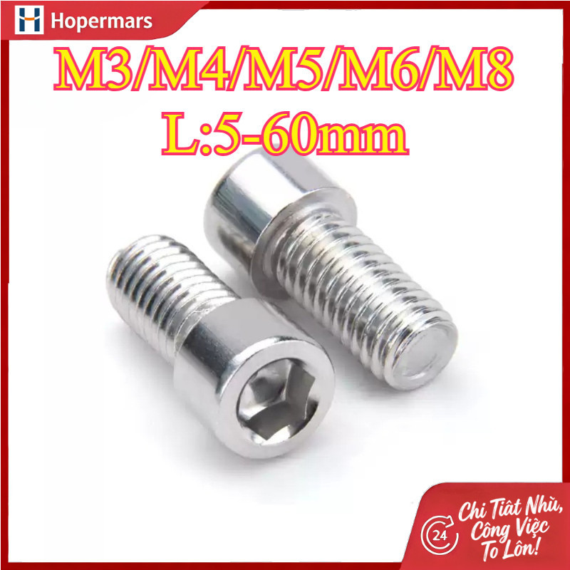 ✨น็อต สกรู หัวจม สแตนเลส 201 เกลียวมิล ตลอด หยาบ Hex Socket Head Cap Machine Screw SUS 201 M3/M4/M5/