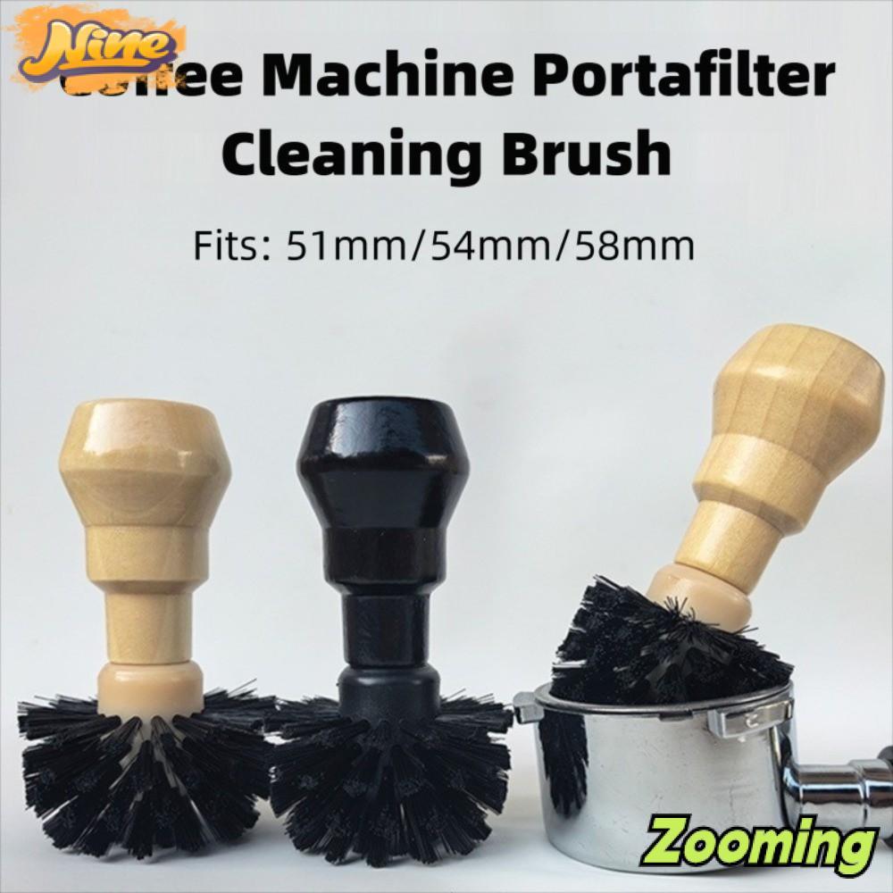 ZOOMING Espresso Portafilter แปรงทําความสะอาด,เครื่องมือทําความสะอาดด้ามไม้ผงกาแฟชามแปรง,สําหรับ 51/