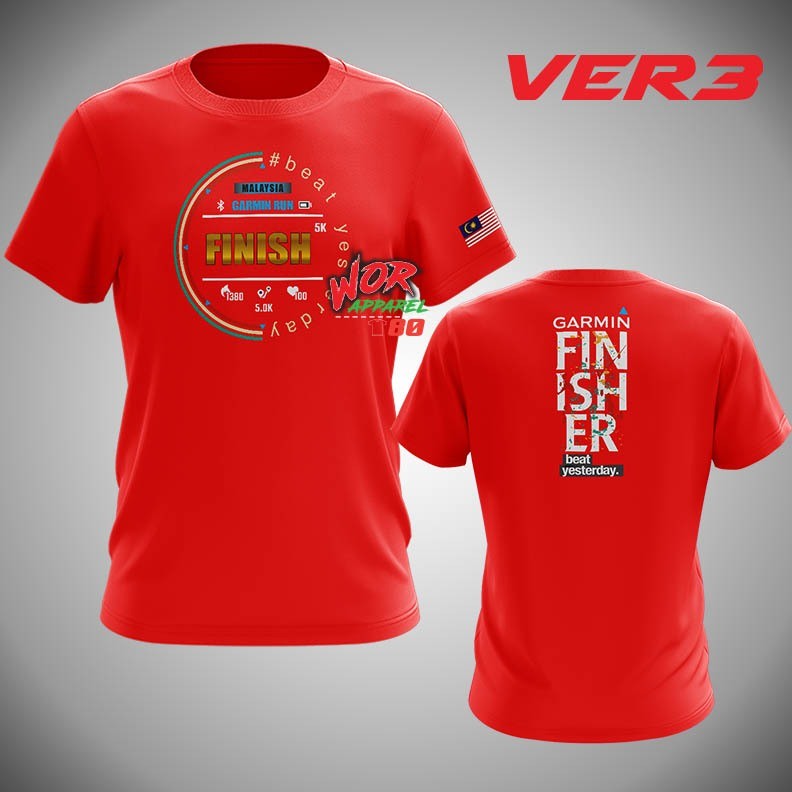 Baju Running 5km Garmin Run Facewatch Ver.3 Hiking Finisher Bike Swim Run T เสื้อ Jersi